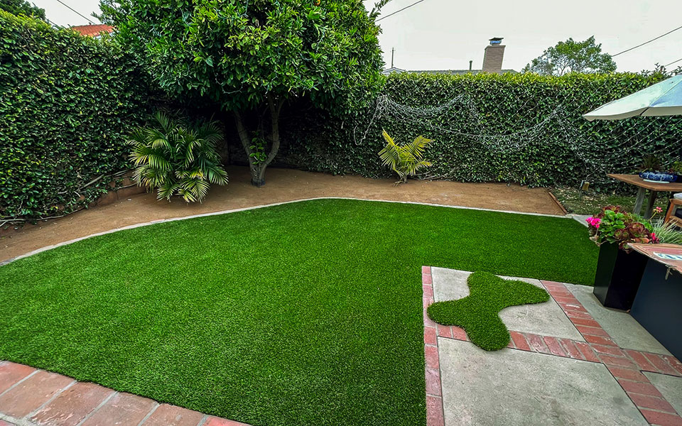 residential artificial turf grass after
