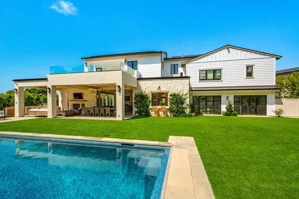 artificial turf around a pool