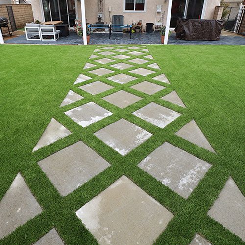 newly installed residential artificial grass